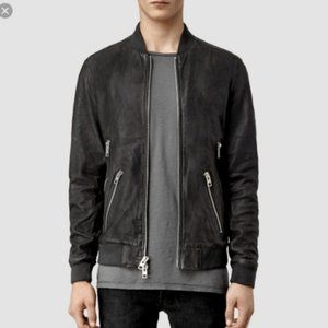 All Saints Bayham Leather Bomber Jacket